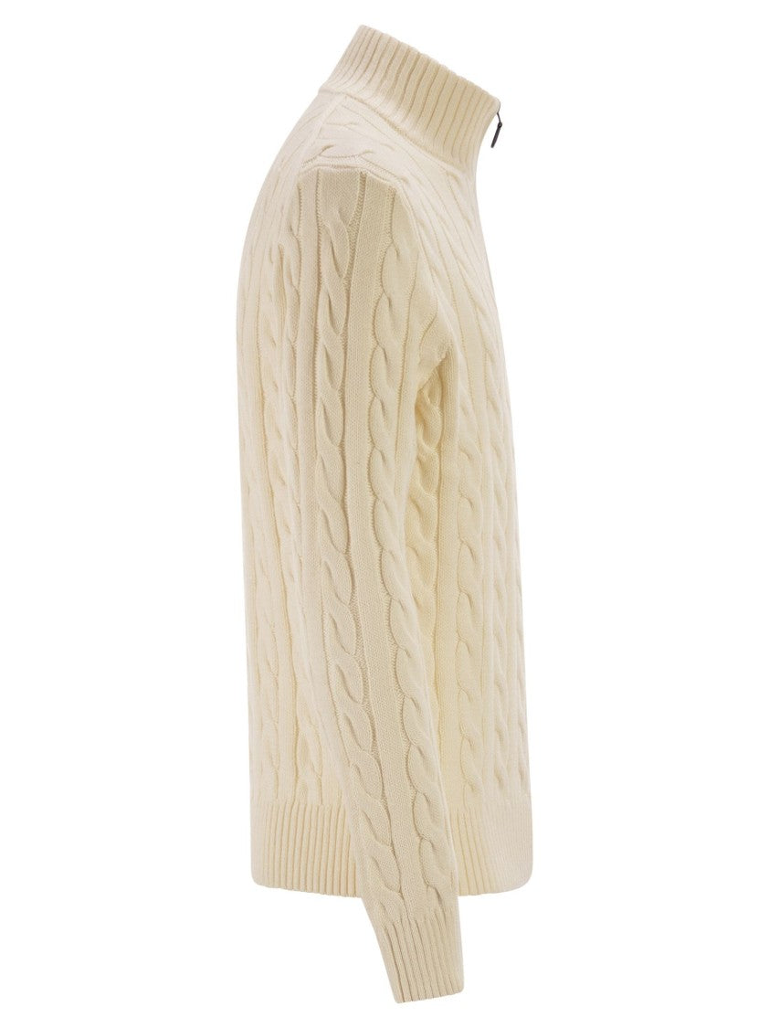 Polo Ralph Lauren Cotton Cable Knit Jumper With Zip Fastening