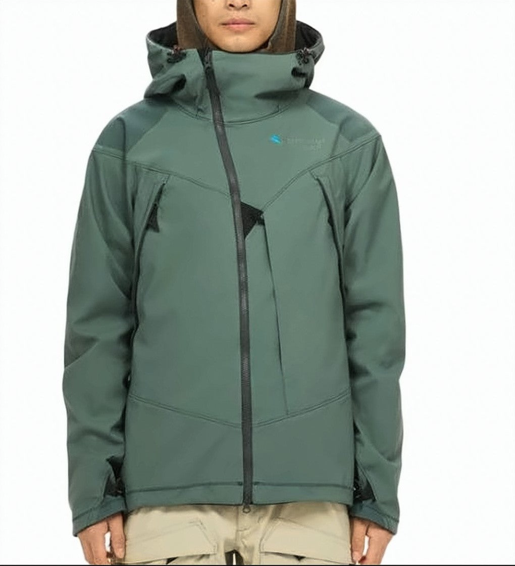 Klattermusen Structured Green Jacket With High Collar And Adjustable Hood