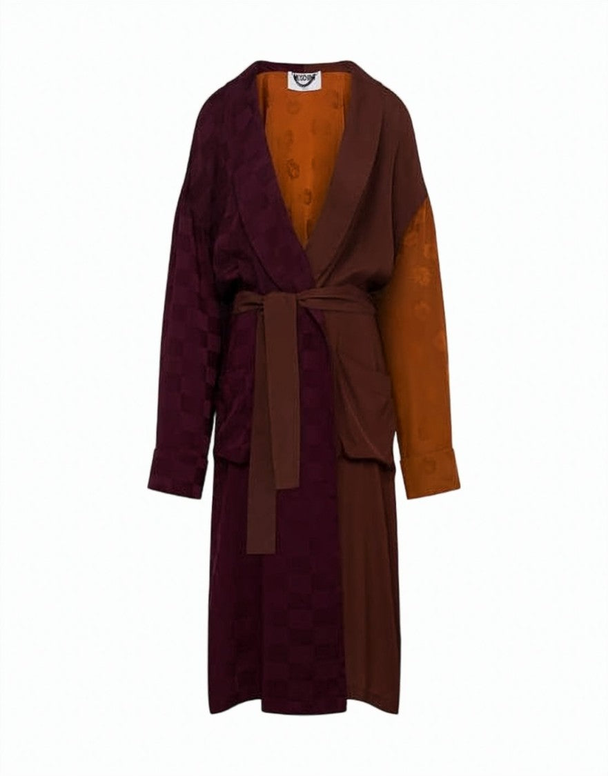 Moschino Patchwork Cardigan Coat With V-Neckline