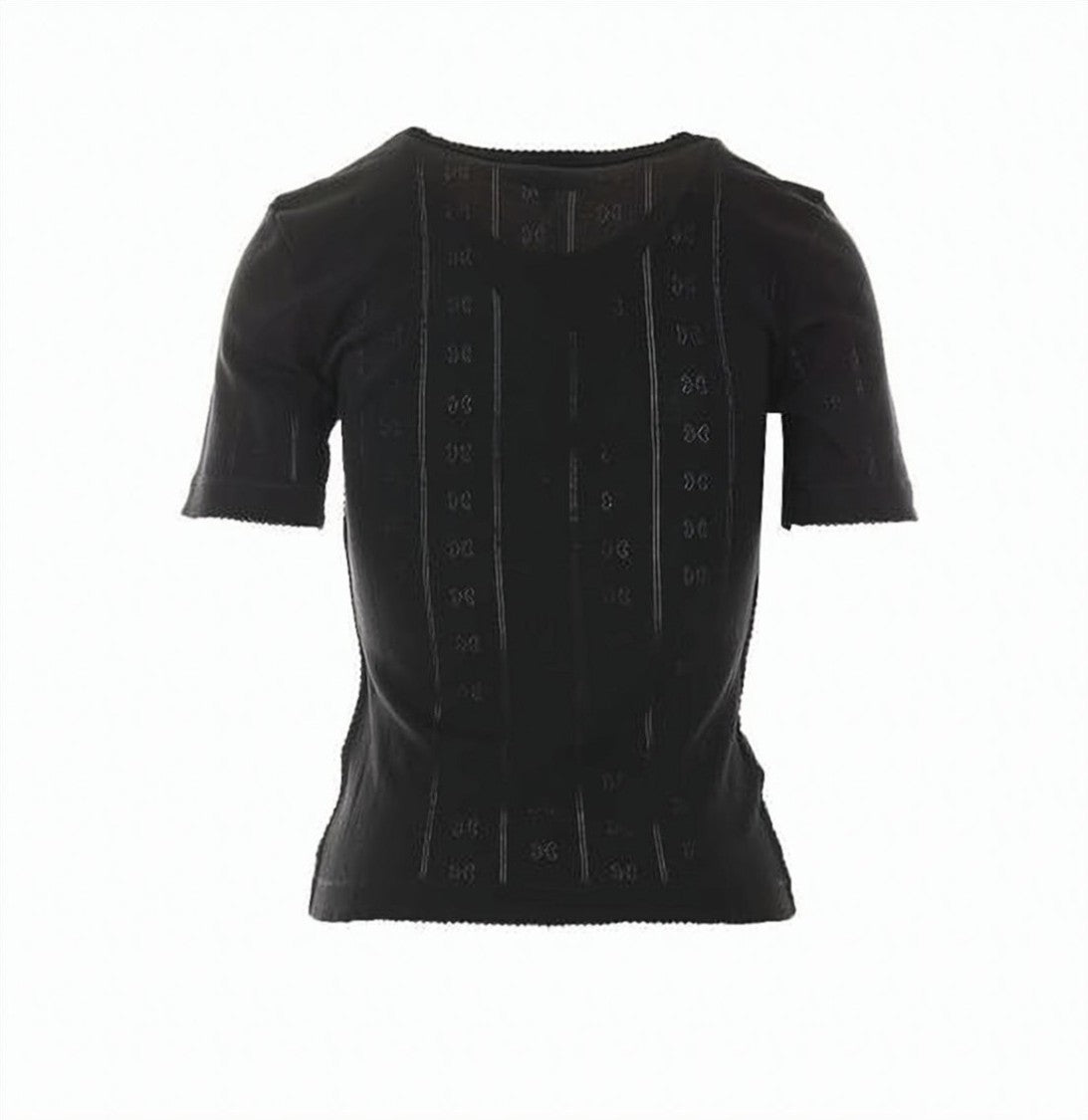 Ganni Fitted Black Short-Sleeved Top With Textured Heart Patch