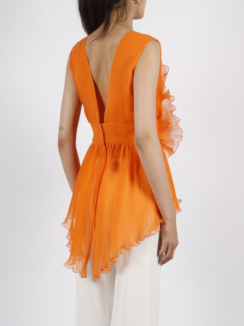 Alberta Ferretti Pleated Silk Top