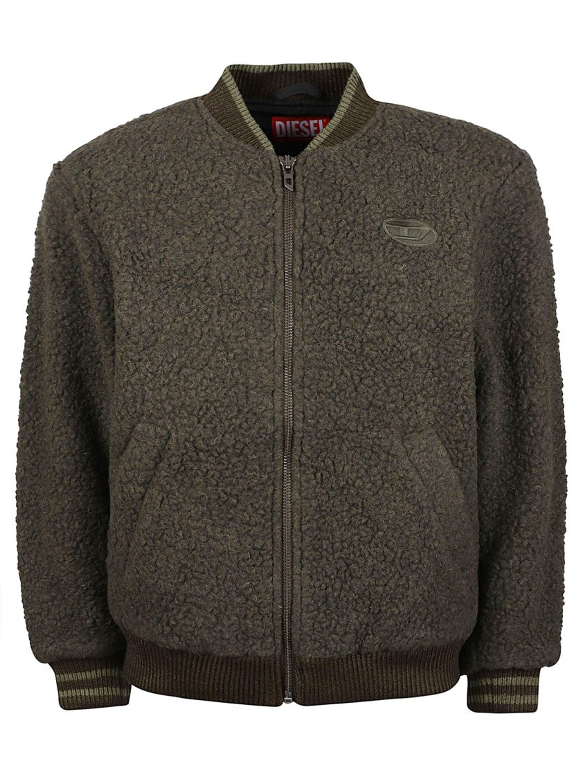 Diesel S-Reds Textured Striped Wool-Blend Bomber Jacket