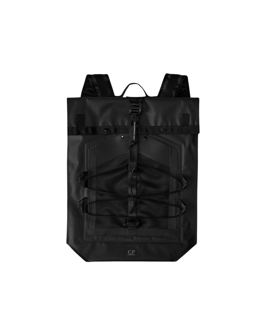 C.P. Company Technical Black Backpack With Roll-Top Closure