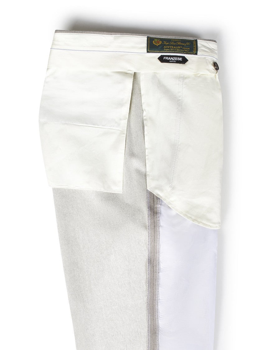 Franzese Collection Tailored Grey Australis Denim Super 150S Merino Wool Trousers