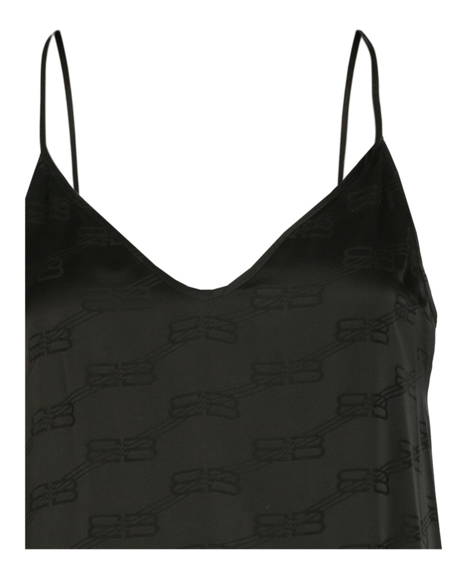 Balenciaga V-Neck Midi Dress With Tonal Bb Monogram Pattern