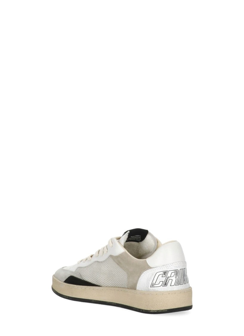 Crime London White Chelsea Used Effect Leather Sneakers