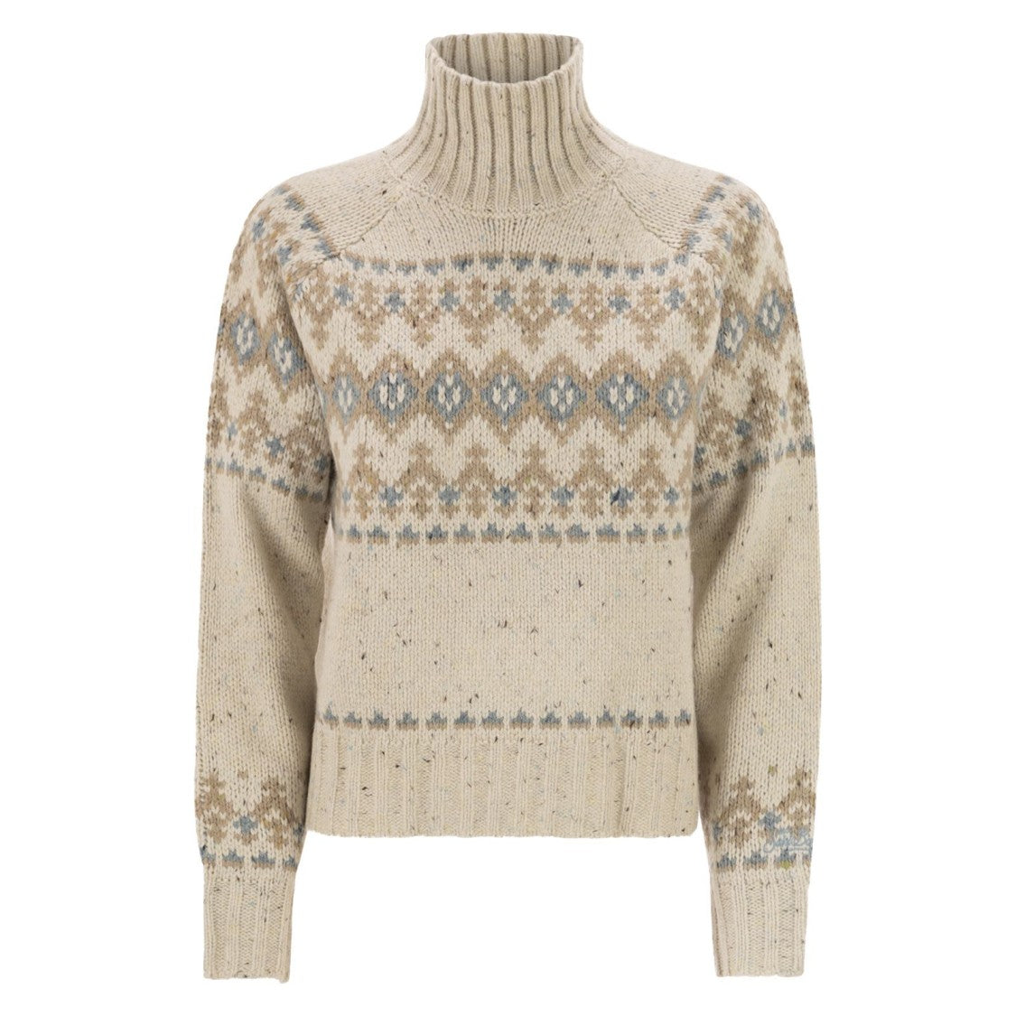 Mc2 Saint Barth Fair Isle Knit Sweater With Ribbed Turtleneck