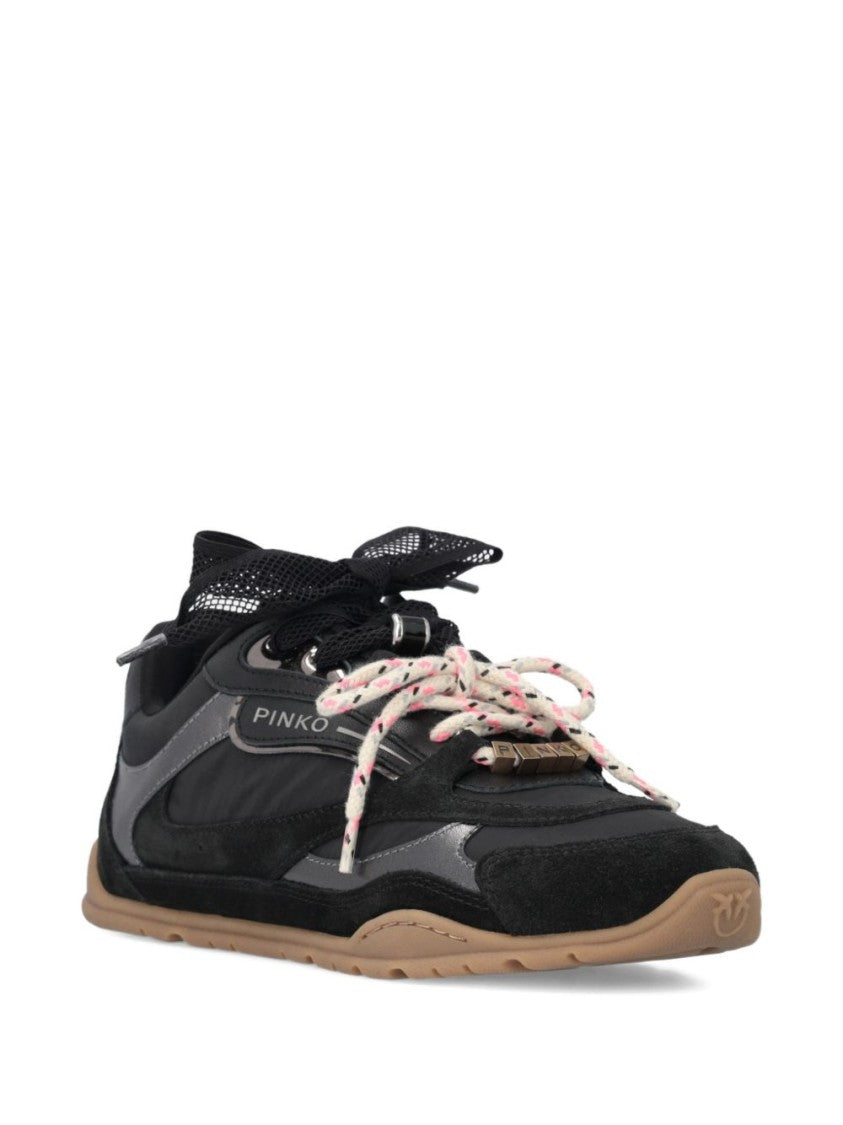 Pinko Sleek Black Flat Shoes With Metallic Accents
