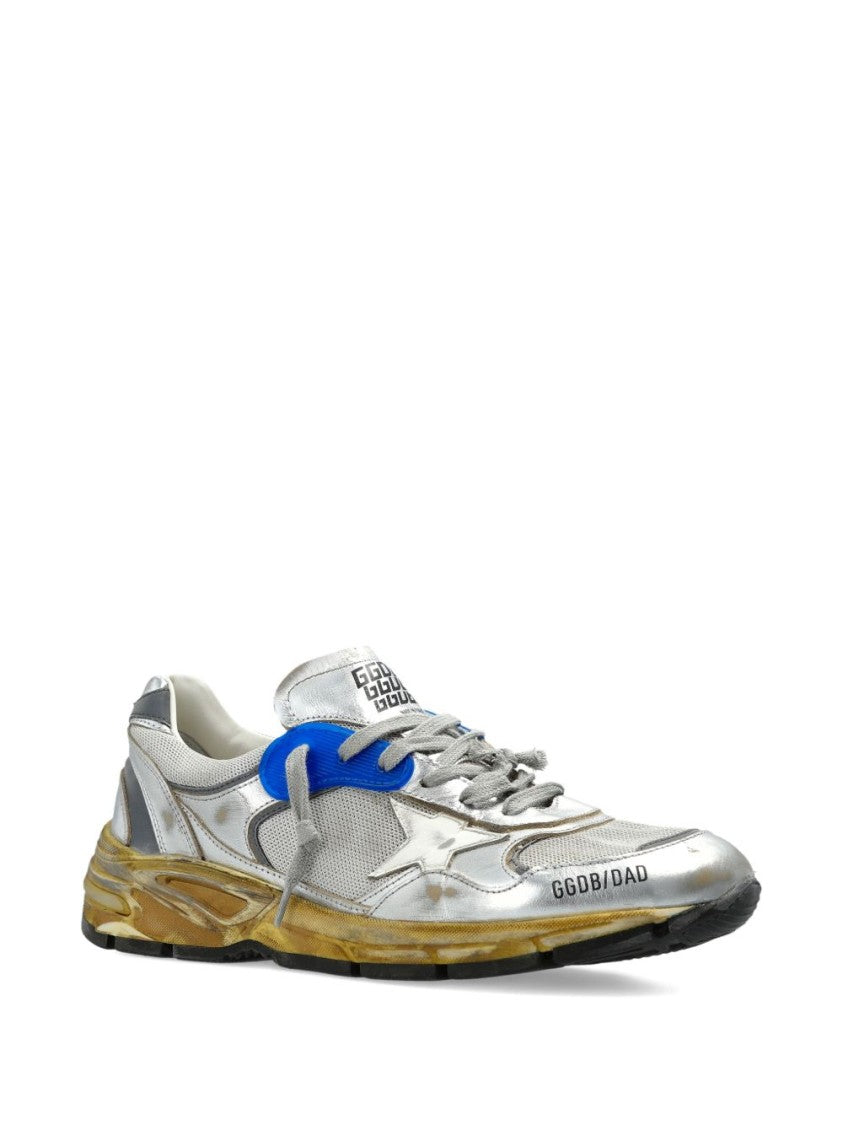 Golden Goose Distressed Metallic Silver Vintage Sneakers