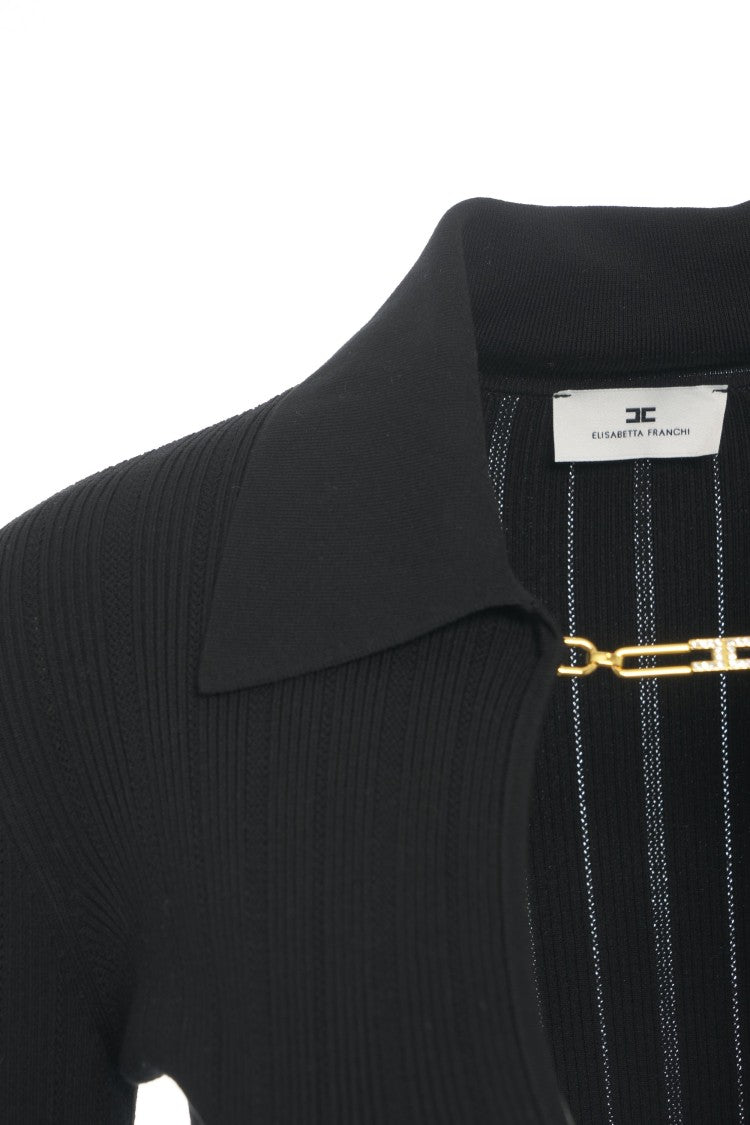 Elisabetta Franchi Ribbed Sweater With Chain Detail