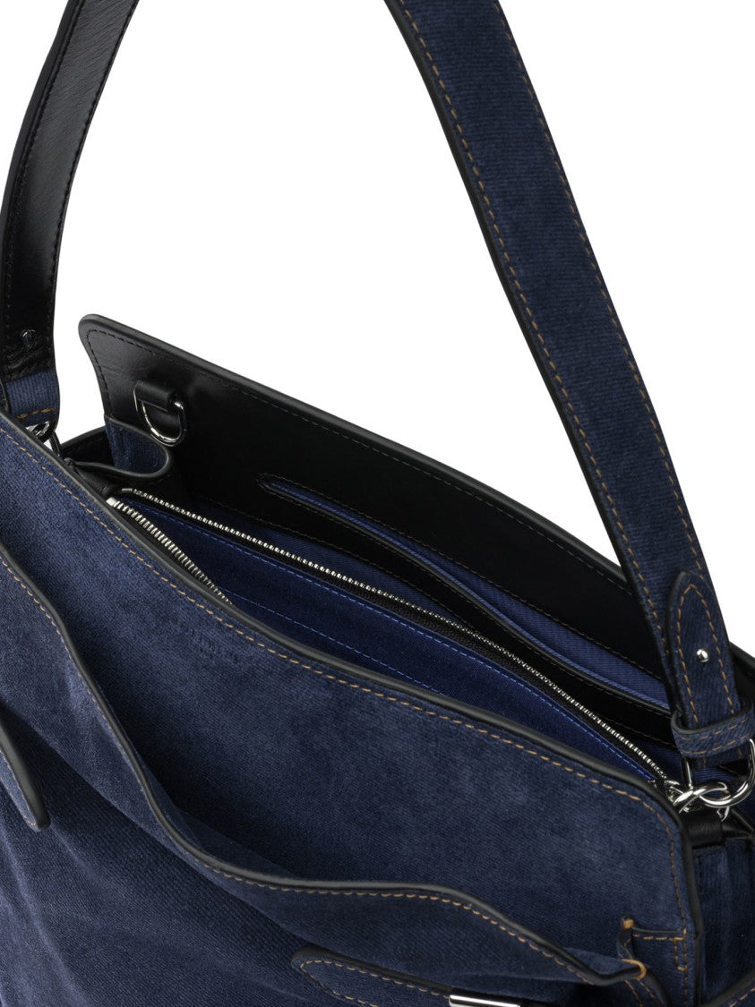 Le Tanneur Structured Blue Shoulder Bag With Elegant Accents