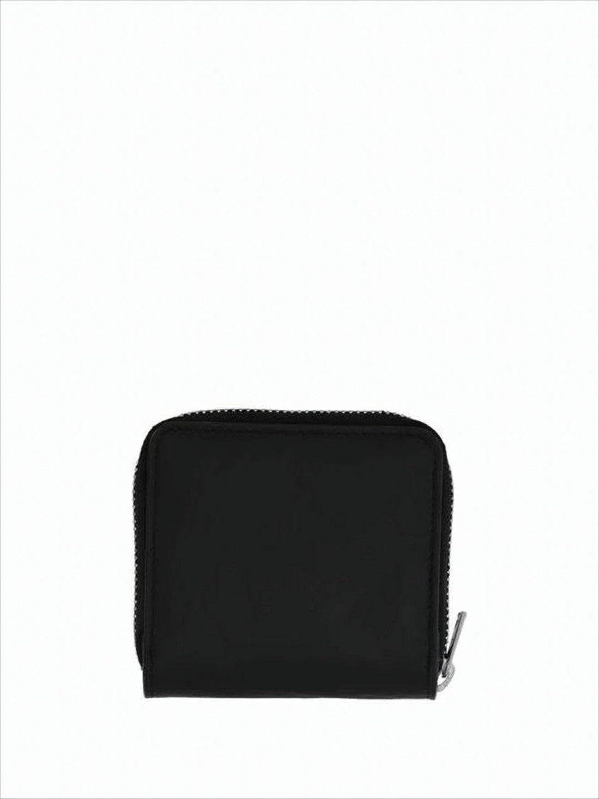 Y-3 Black Cowhide Compact Wallet With Zip-Around Closure