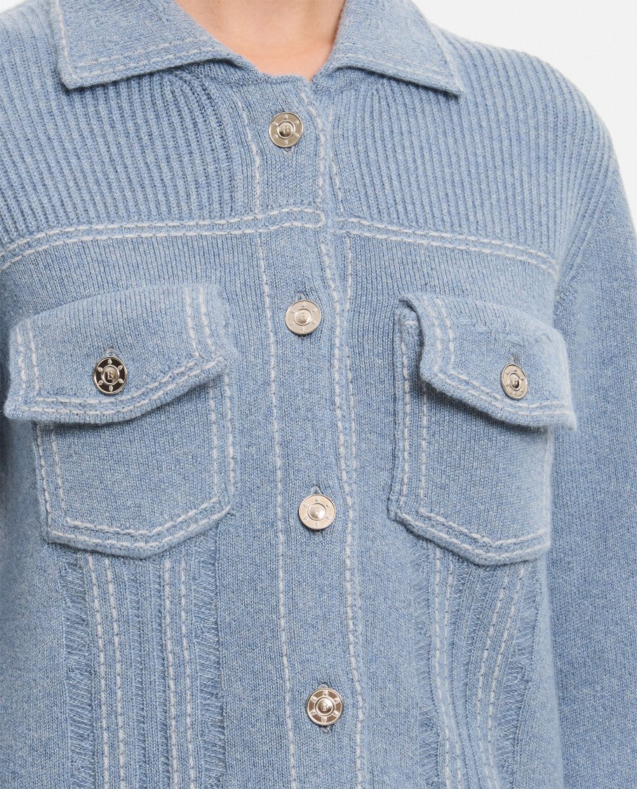 Barrie Fitted Knit Jacket With Classic Collar