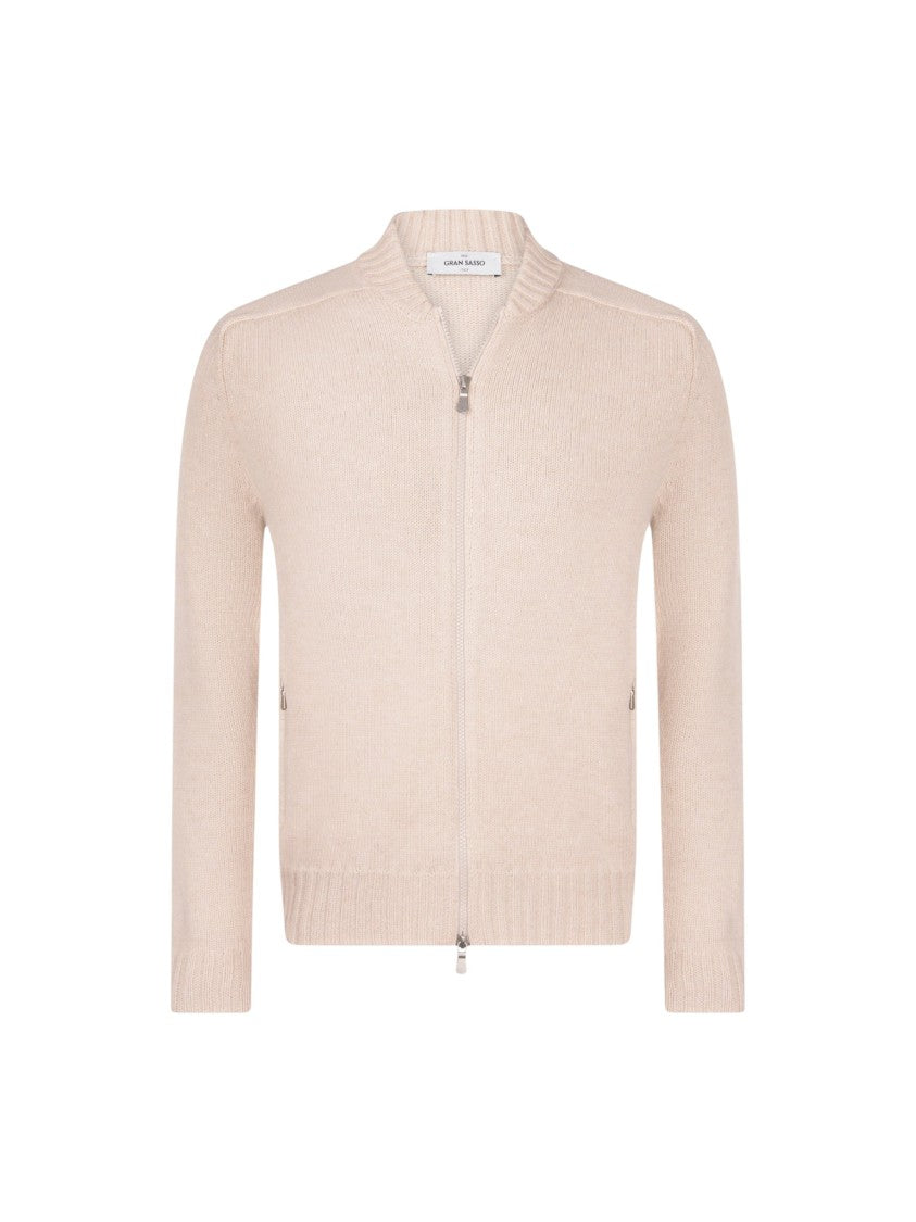 Gran Sasso Zip-Up Ribbed Tailored Wool Jacket