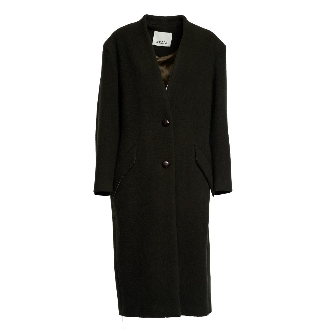 Isabel Marant Oversized Dark Khaki Wool Blend Coat