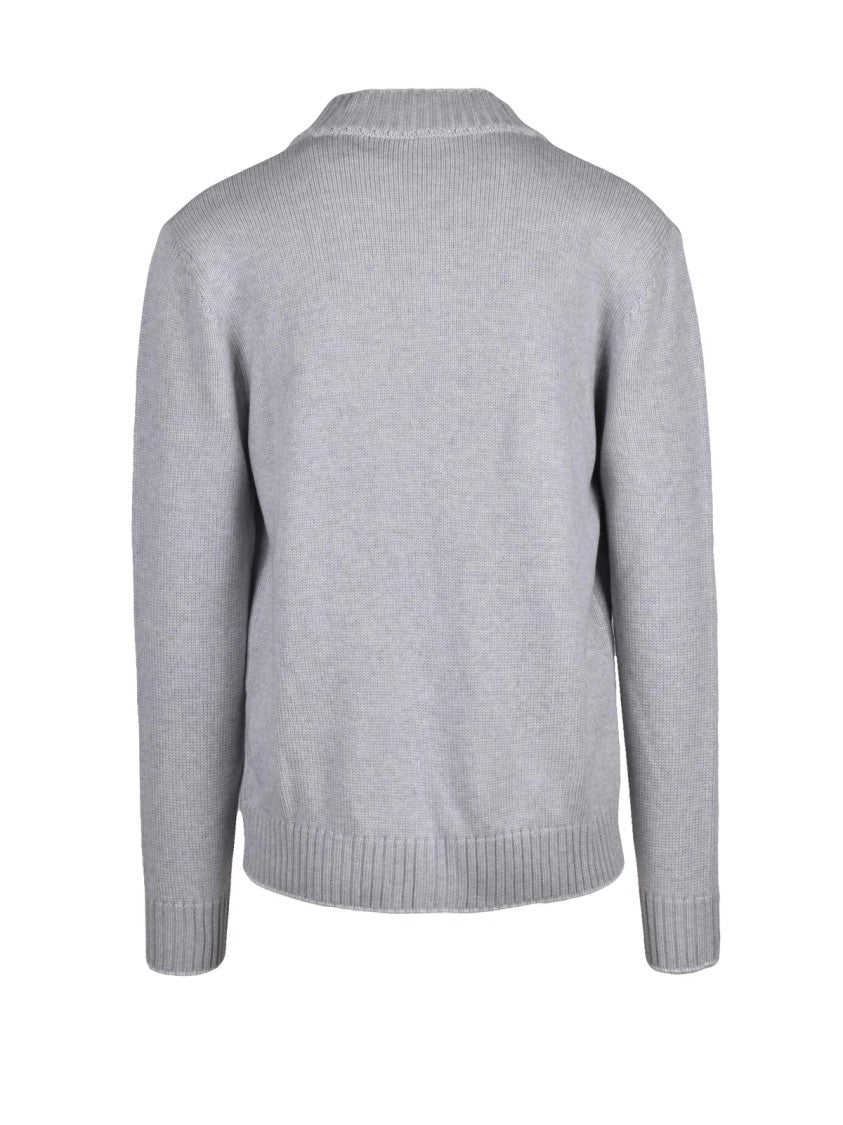 Eleventy Grey Wool Button Cardigan