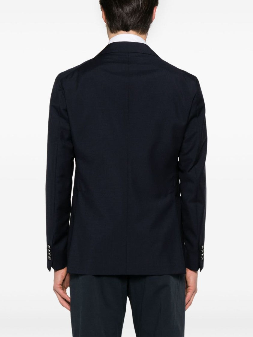 Tagliatore Navy Blue Jacket With Front Button Fastening