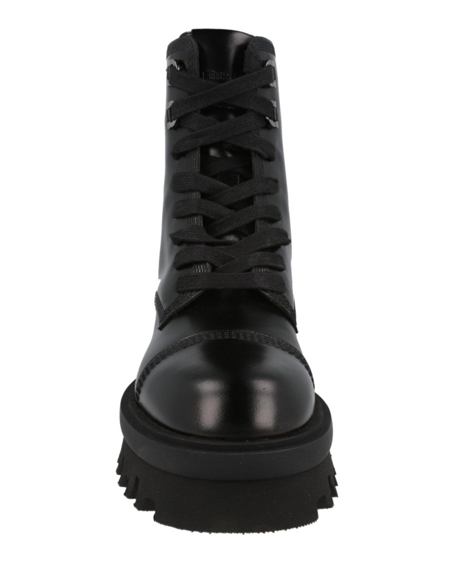 Ferragamo Kira Leather Combat Boots