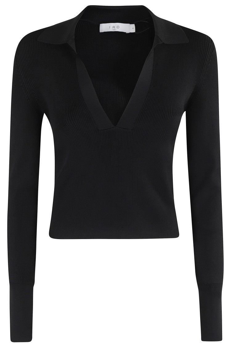 Iro Fitted Long-Sleeve Top With Deep V-Neckline