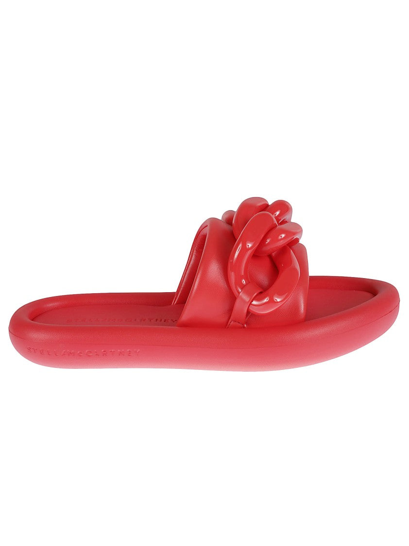 Stella Mccartney Glossy Sandals With Chunky Chain Detail