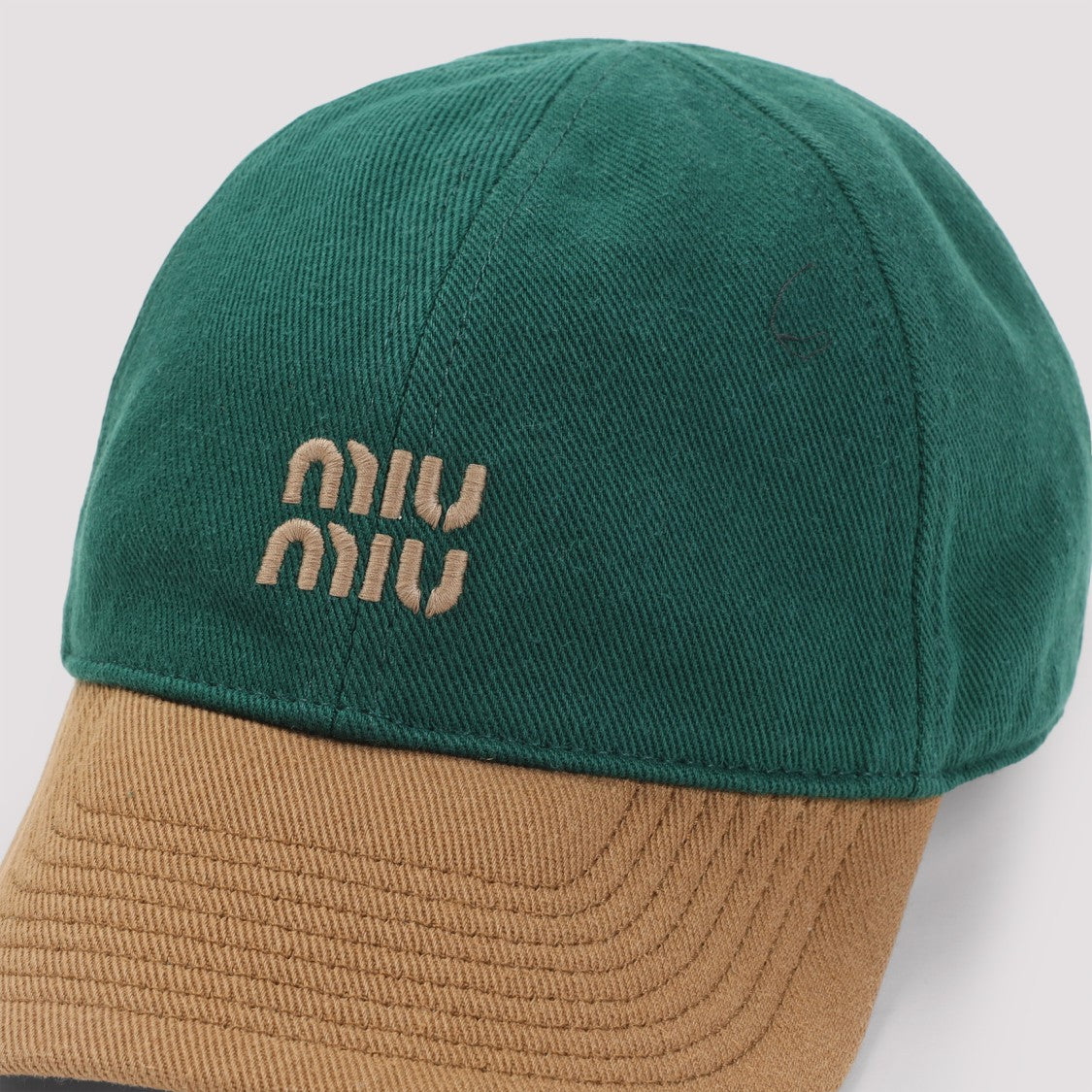 Miu Miu Two-Tone Baseball Cap With Emblem And Curved Brim