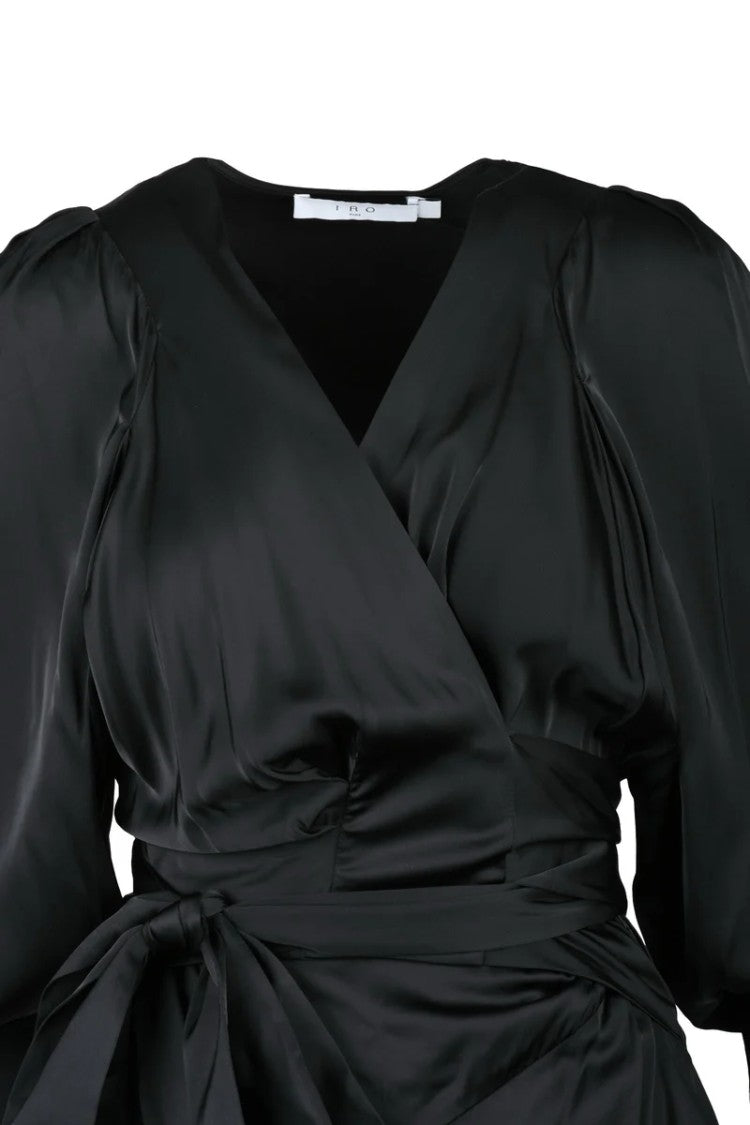 Iro Wrap-Around Black Satin Dress