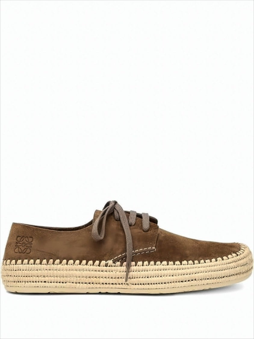 Loewe Brown Suede Sneakers With Raffia Sole