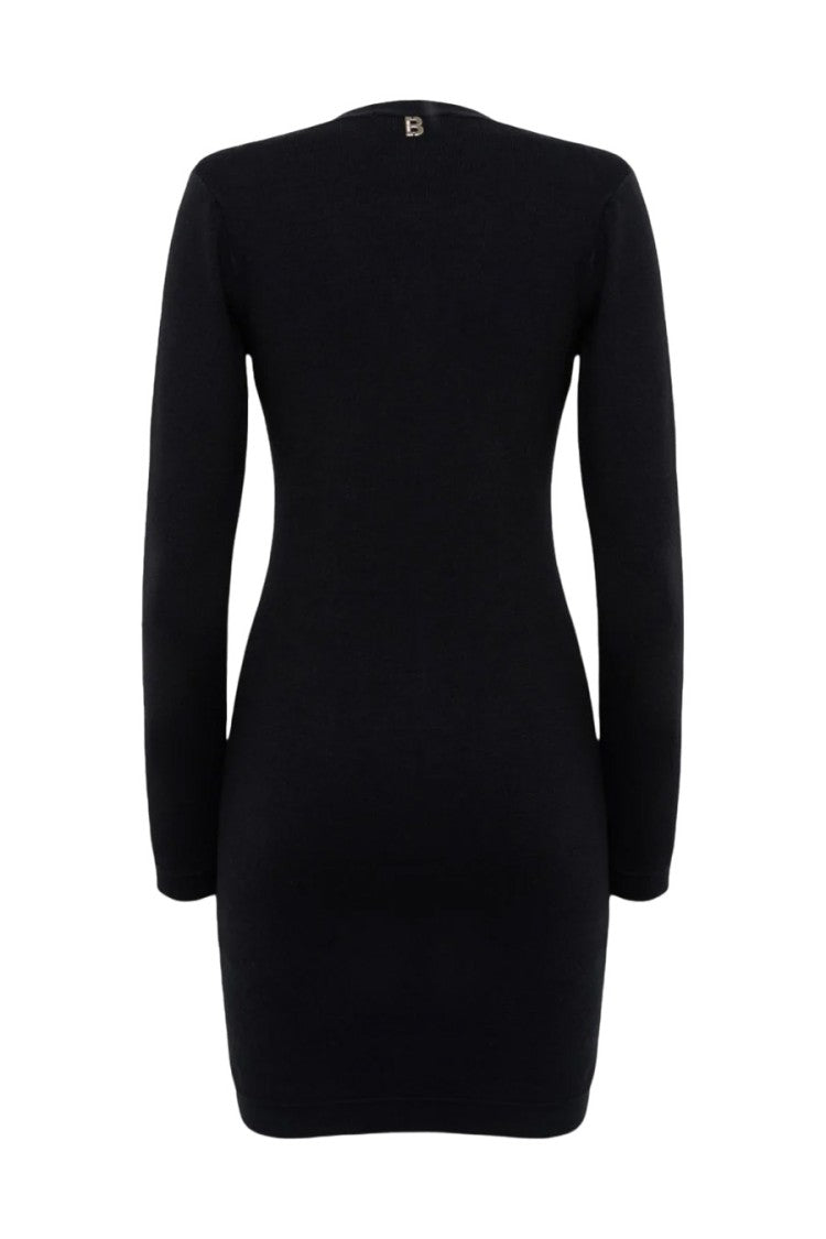 Blugirl Fitted Black Dress With Deep V-Neckline