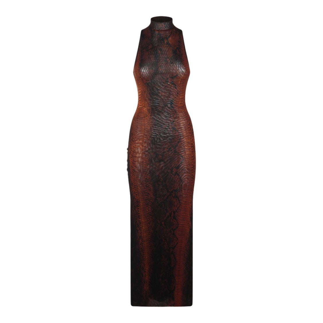 Jean Paul Gaultier Textured Snake-Skin Maxi Dress With High Neckline