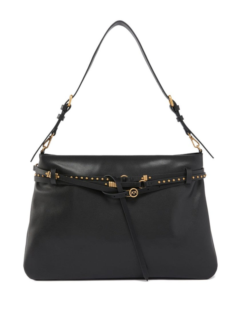 Pinko Black Studded Belt Shoulder Bag