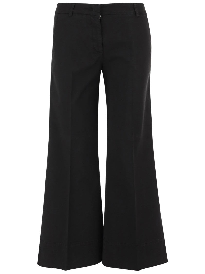Ql2 Flared Leg Stretch Cotton Pants
