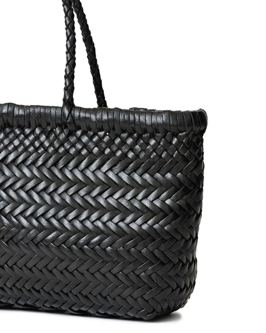Dragon Diffusion Gora Mini Flat Black Classic Woven Leather Handbag