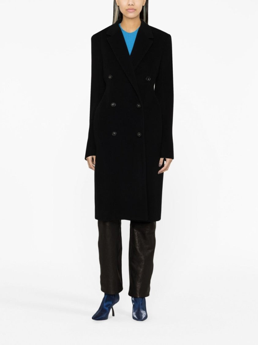 Stella Mccartney Black Coat Double-Breasted Wool Peacoat