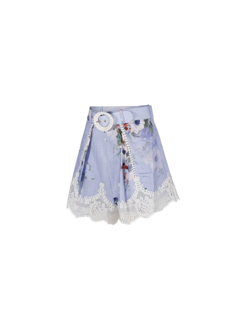Zimmermann Everley Lace Trim Tuck Shorts