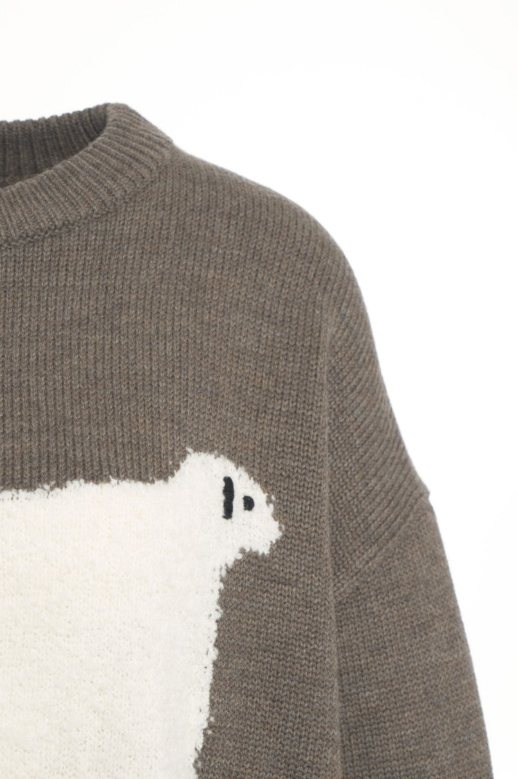 Staud Bouclé Sheep Motif Merino Wool Sweater By Staud