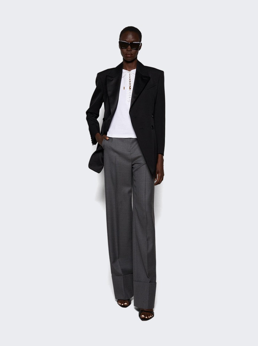 Valentino Virgin Wool Pants Grey Melange