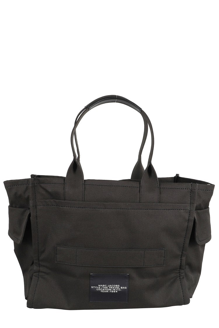 Marc Jacobs Versatile Black Cotton Travel Tote With Dual Handles And Bold Logo