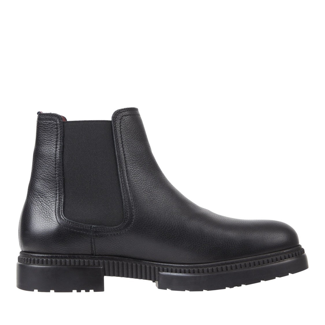 Tommy Hilfiger Black Smooth Leather Slip-On Boots