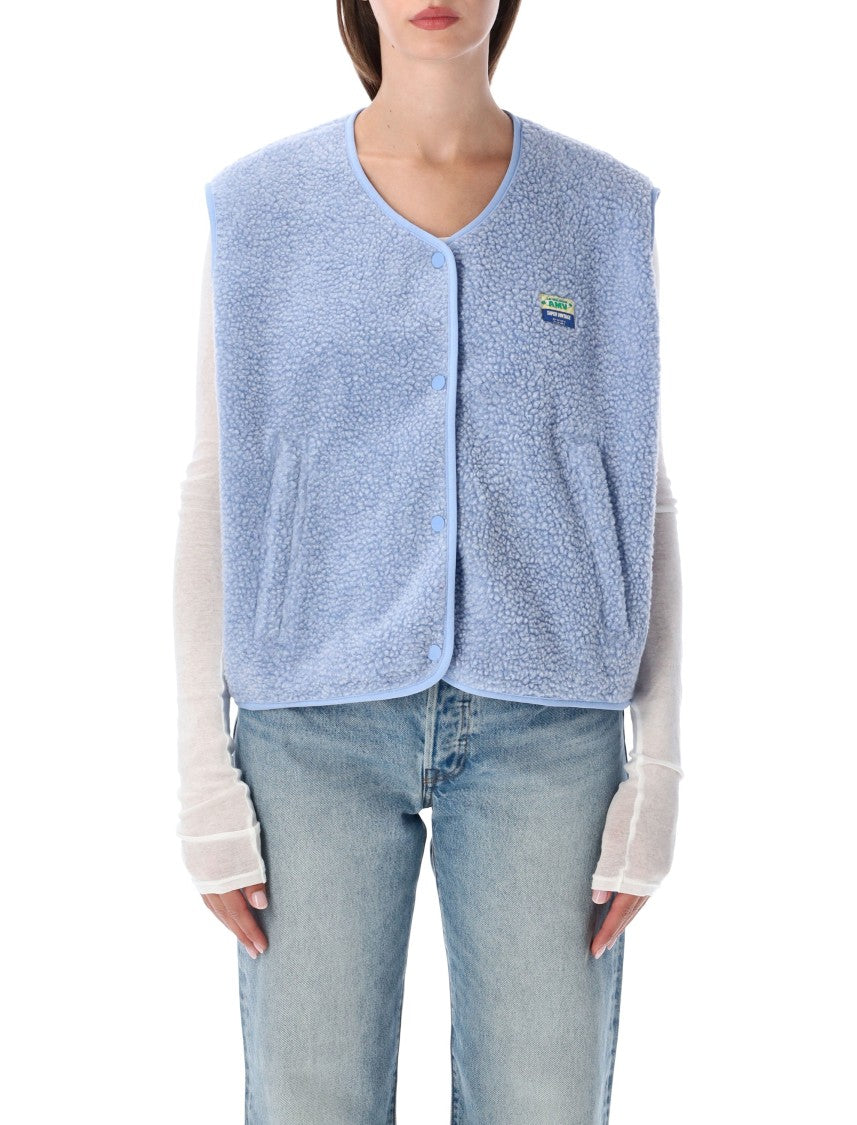 American Vintage Hok Town Pile Textured Fabric Snap Gilet