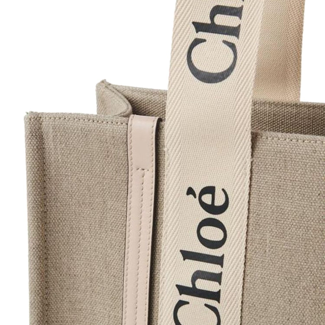 Chloé Linen Medium Tote Bag With Contrasting Straps