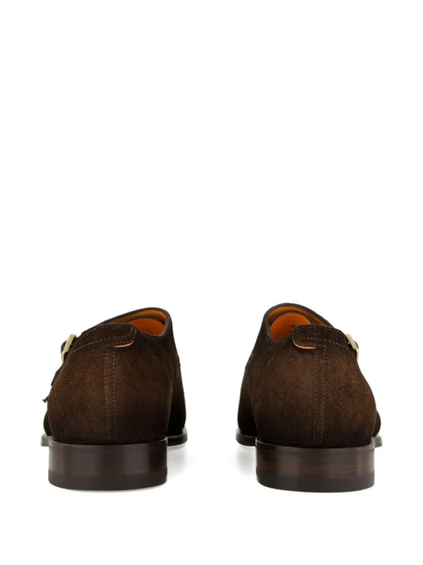Santoni Suede Double-Buckle Loafers