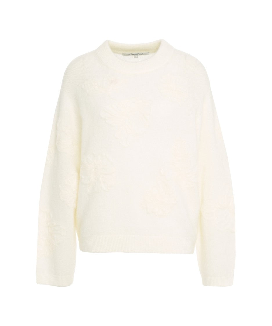 Second Female Floral Embroidered Relaxed-Fit Knit Sweater