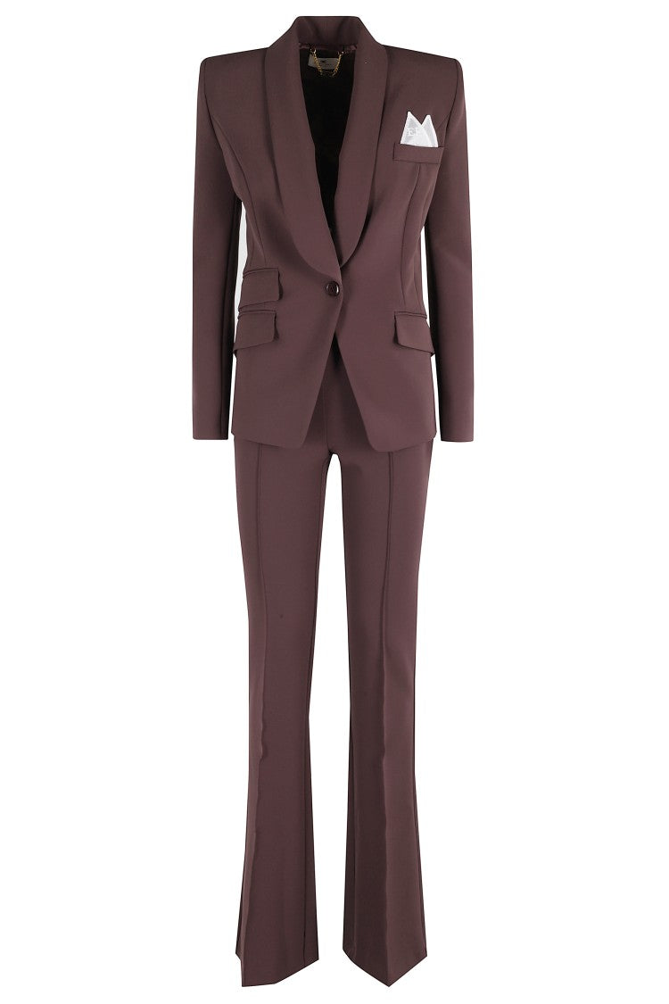 Elisabetta Franchi Single-Breasted Tailored Suit With Flared Pants