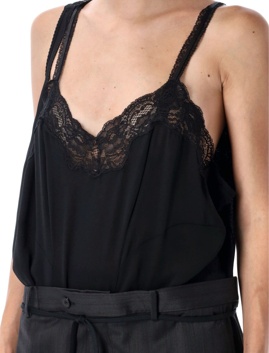 Balenciaga Patched Long Slip Dress With Asymmetric Straps