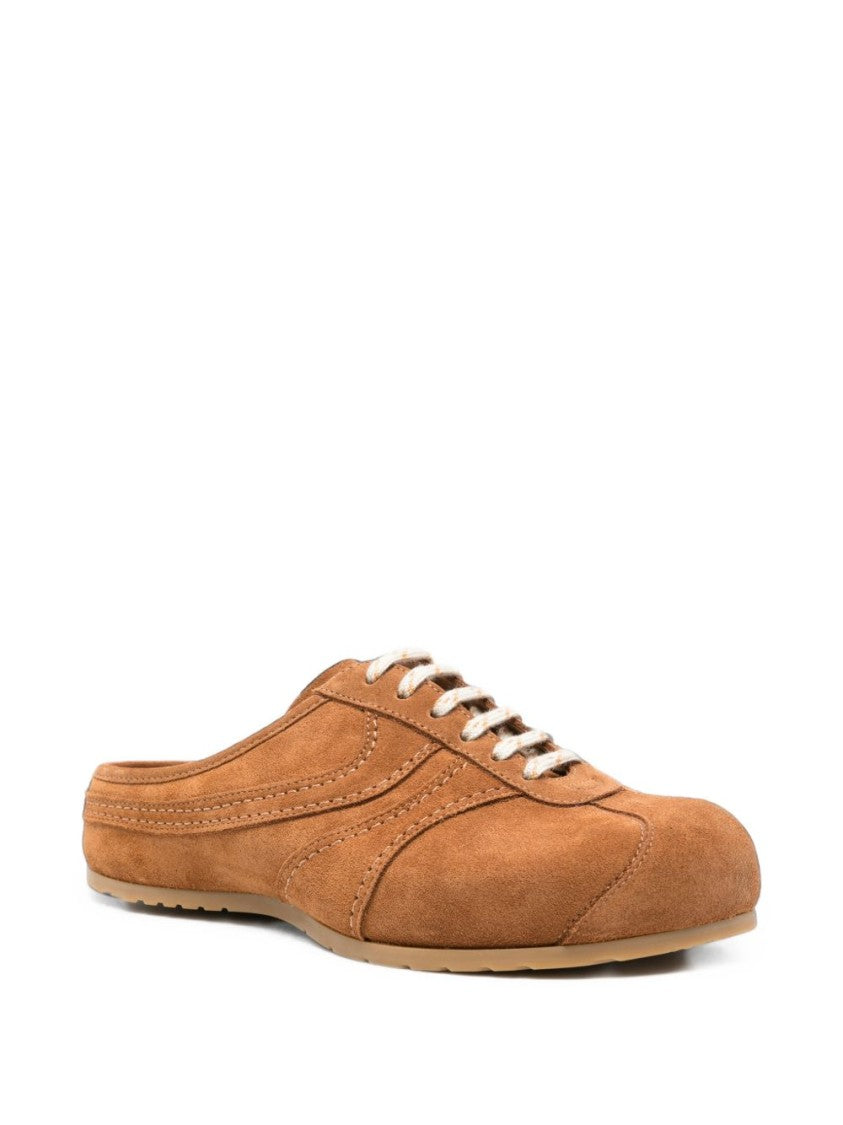 Dries Van Noten Decorative Stitching Suede Mule Flats