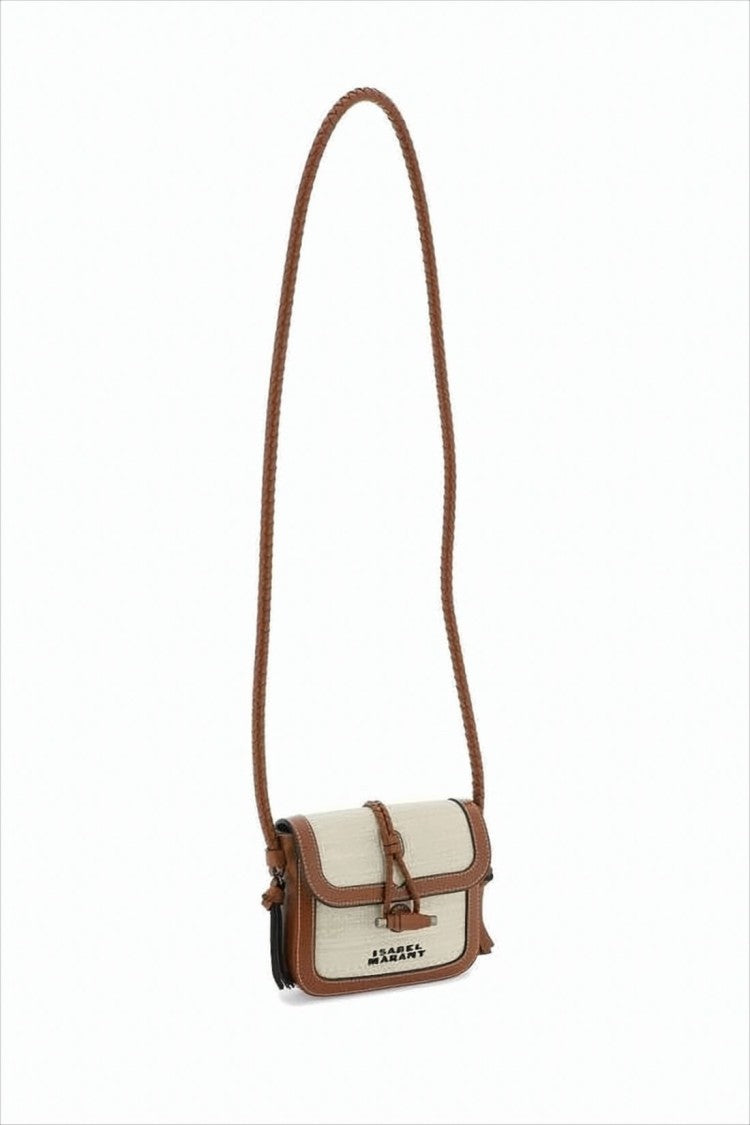 Isabel Marant Woven Beige Fabric And Leather Crossbody Bag