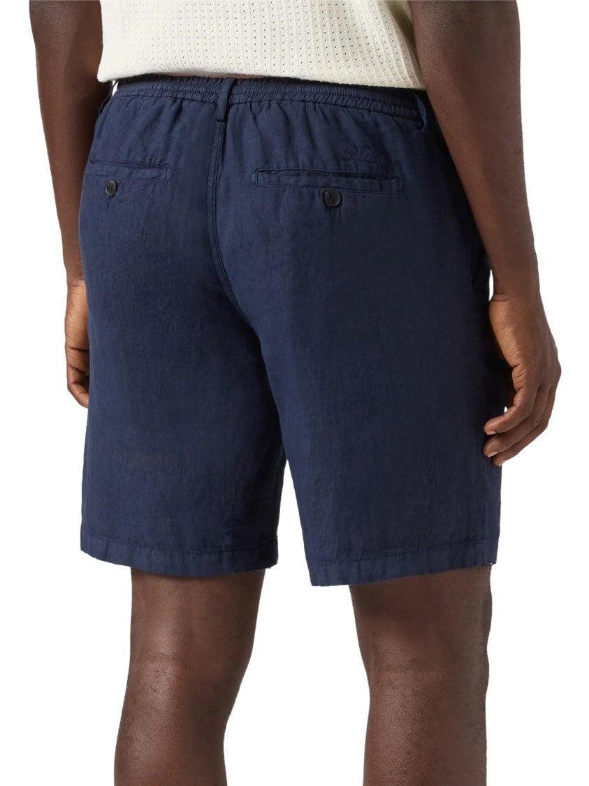 Mc2 Saint Barth Tailored Linen Herringbone Shorts With Button