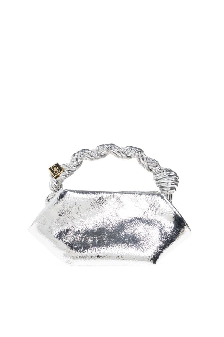 Ganni Mini Metallic Silver Bou Bag With Compact Silhouette