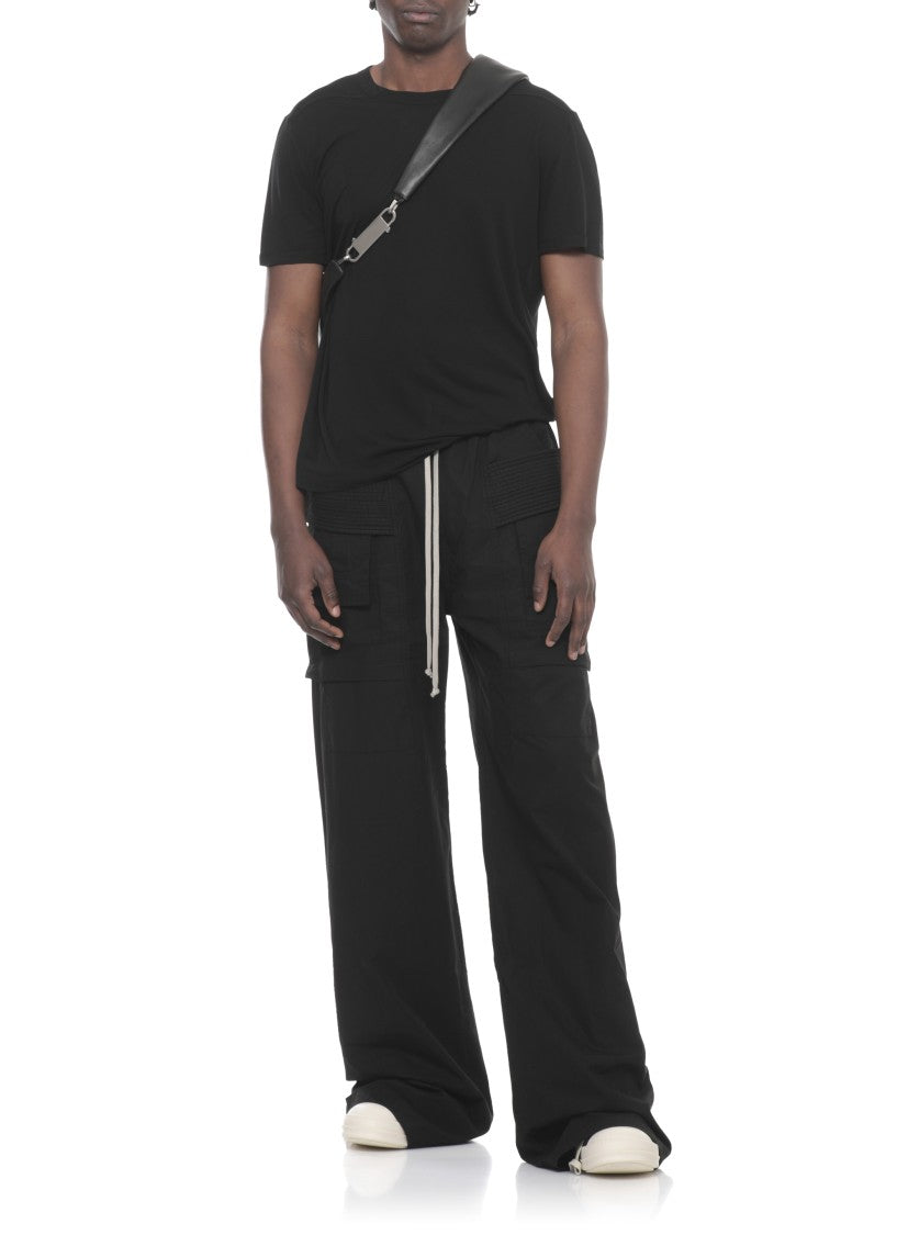 Rick Owens Black Short Level Viscose-Silk T-Shirt