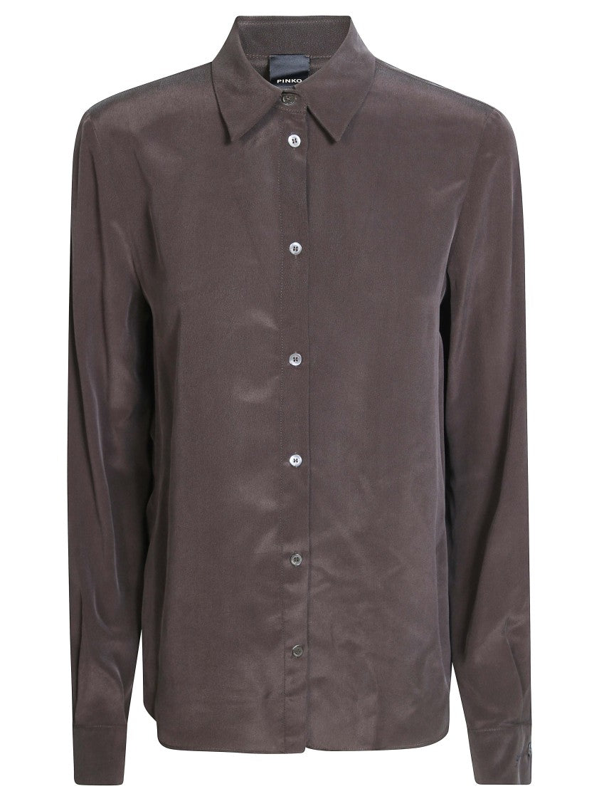 Pinko Crackers Crepe Smooth Long-Sleeved Button-Up Shirt